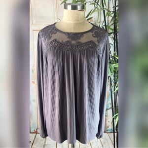 Maurices Long Sleeve Crochet Lace Relaxed Fit Knit Blouse